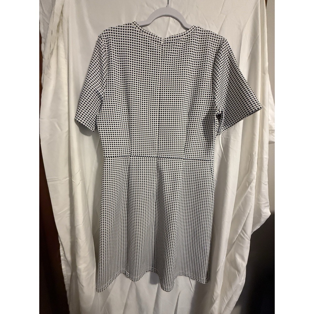 cremieux womens Black/white Grid Fit And Flare Dress Sz L - Picture 4 of 5